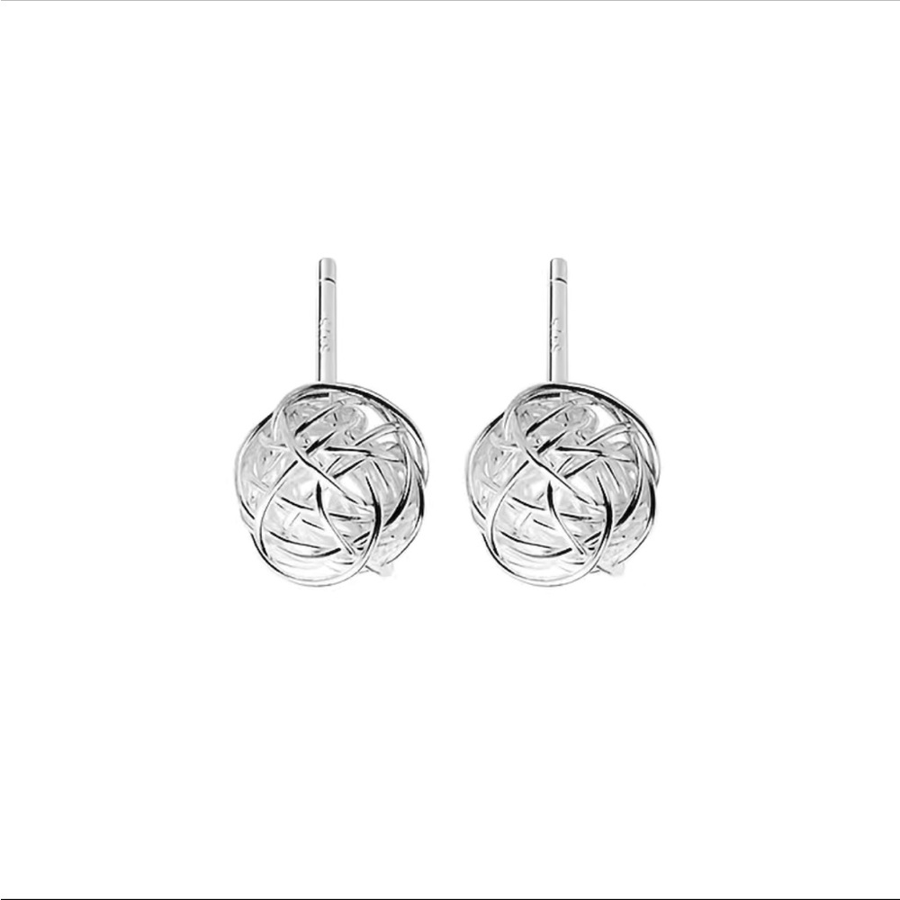 Silver Plated Wrap Silver Wire Stud Earrings